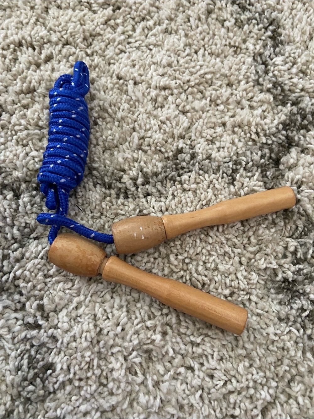 Wood Handle Jump Rope with Royal Blue Rope